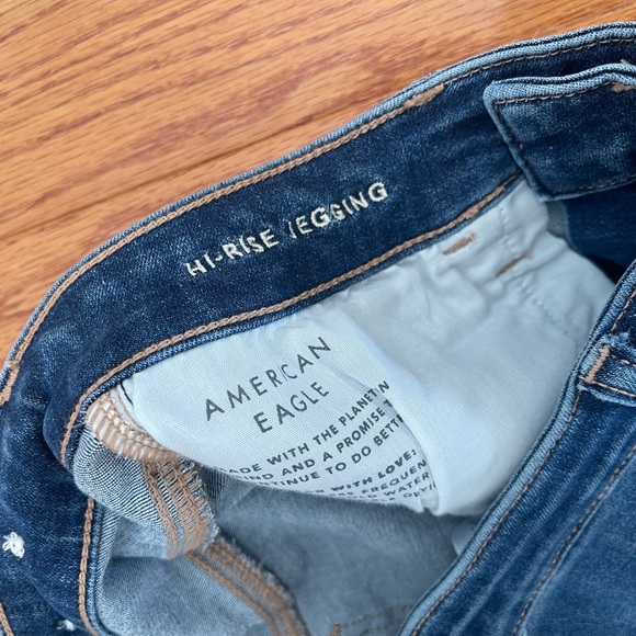 American Eagle Outfitters Dark Blue Skinny Jeans hi rise jeggings size 12 - Picture 4 of 5